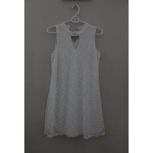 White Keyhole Lace Dress